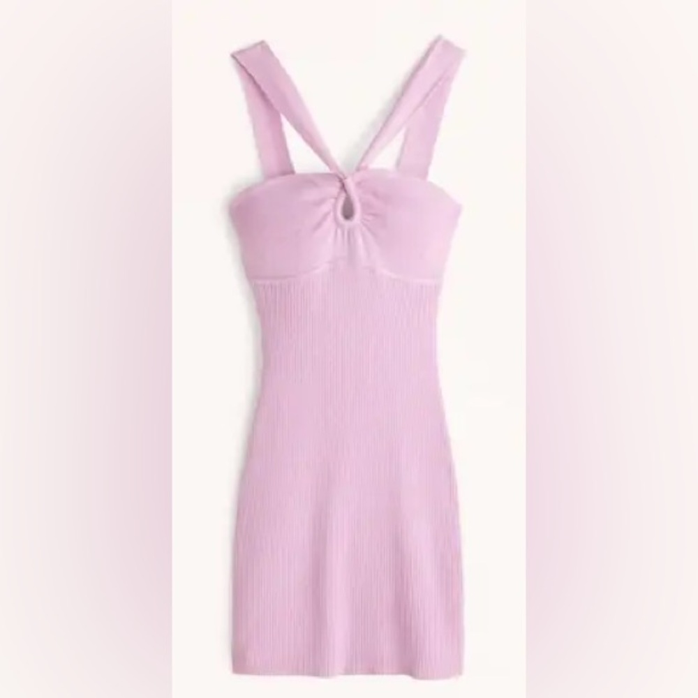 NWT Abercrombie & Fitch Mini Pink Ribbed Knit Dress - Picture 3 of 4
